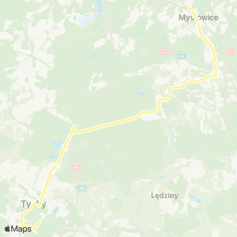 Zarząd Transportu Metropolitalnego GZM Mysłowice Bytomska - Tychy Gen. Grota-Roweckiego map