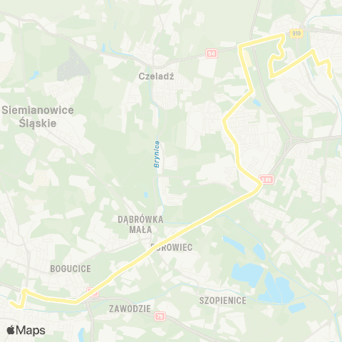 Zarząd Transportu Metropolitalnego GZM Będzin Kościuszki - Katowice Piotra Skargi map