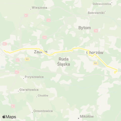 Zarząd Transportu Metropolitalnego GZM Gliwice centrum przesiadkowe - Katowice Mickiewicza map