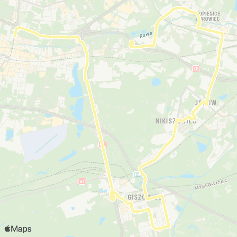 Zarząd Transportu Metropolitalnego GZM Katowice aleja Korfantego - Zawodzie centrum przesiadkowe map