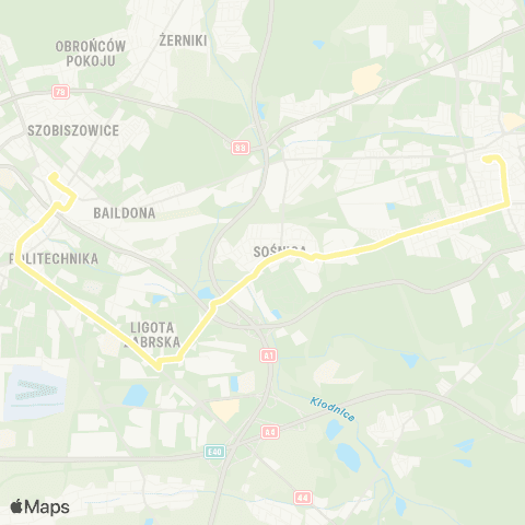 Zarząd Transportu Metropolitalnego GZM Zabrze Goethego - Gliwice centrum przesiadkowe map