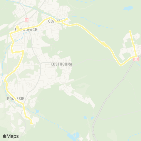 Zarząd Transportu Metropolitalnego GZM Murcki Szyb Stanisław - Podlesie Oczyszczalnia map