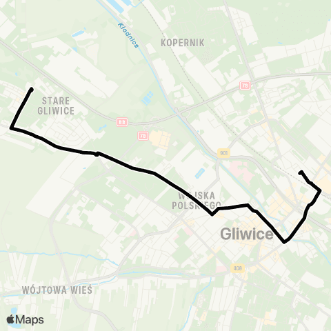 Zarząd Transportu Metropolitalnego GZM Gliwice centrum przesiadkowe - osiedle Waryńskiego pętla map
