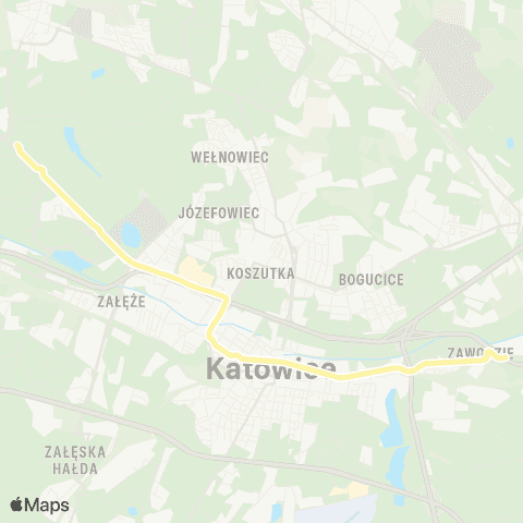 Zarząd Transportu Metropolitalnego GZM Chorzów stadion Śląski pętla Zach. - Zawodzie zajezdnia map