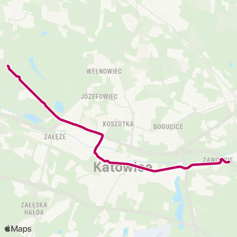 Zarząd Transportu Metropolitalnego GZM Chorzów Stadion Śląski Pętla Zach. — Koszutka Słoneczna Pętla map