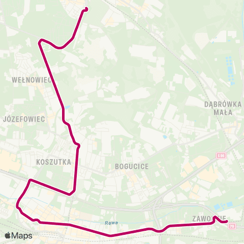 Zarząd Transportu Metropolitalnego GZM Siemianowice Plac Skargi — Chorzów Batory Zajezdnia Dysp. map