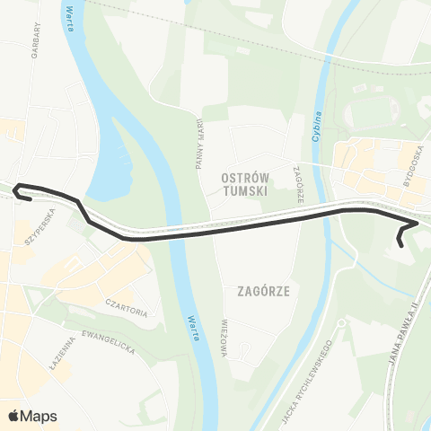 ZTM Poznań Małe Garbary - Rondo Śródka|Rondo Śródka - Małe Garbary map
