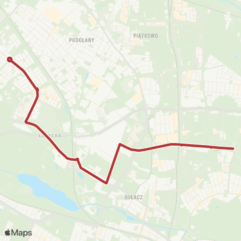 ZTM Poznań Rondo Solidarności - Puszkina|Puszkina - Połabska map