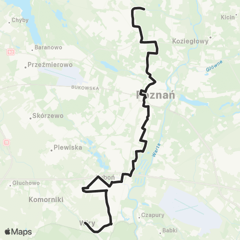 ZTM Poznań Os. Dębina - Os. Sobieskiego|Os. Sobieskiego - Os. Dębina map