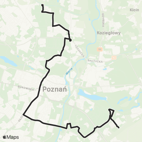 ZTM Poznań Os. Sobieskiego - Franowo|Franowo - Os. Sobieskiego map