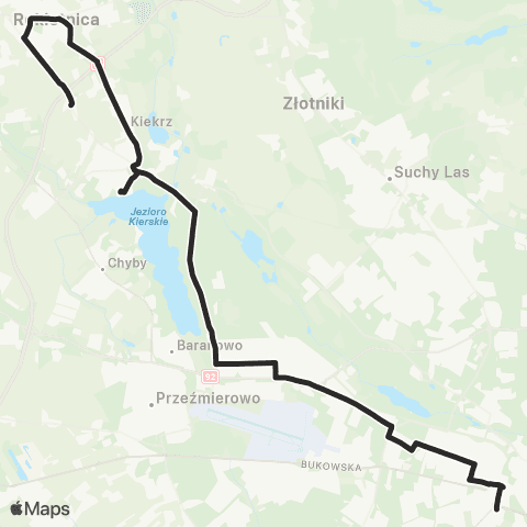 ZTM Poznań Wichrowa - Poznań Główny|Poznań Główny - Wichrowa map