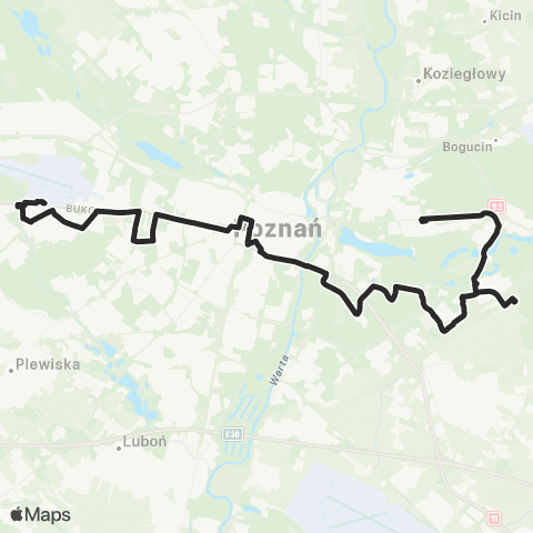 ZTM Poznań Mogileńska - Port Lotniczy Ławica|Port Lotniczy Ławica - Mogileńska map