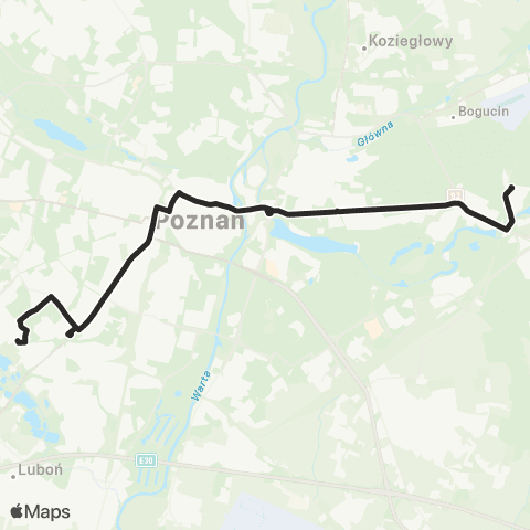 ZTM Poznań Kacza - Mogileńska|Mogileńska - Kacza map