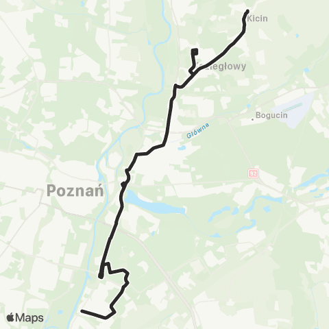 ZTM Poznań Rondo Rataje - Koziegłowy Os. Leśne|Koziegłowy Os. Leśne - Rondo Rataje|Koziegłowy Os. Leśne - Rondo Śródka map