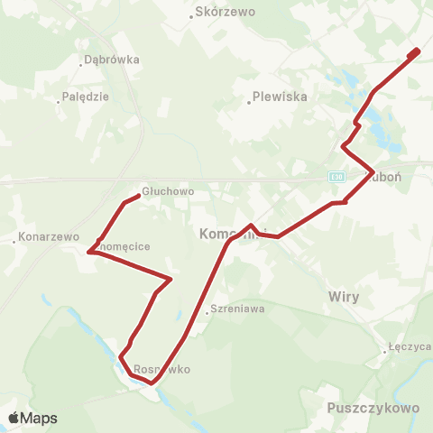 ZTM Poznań Górczyn PKM - Głuchowo Stawna|Głuchowo Stawna - Górczyn PKM map