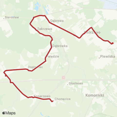 ZTM Poznań Dopiewo Dworzec Kolejowy - Junikowo|Junikowo - Dopiewo Dworzec Kolejowy map