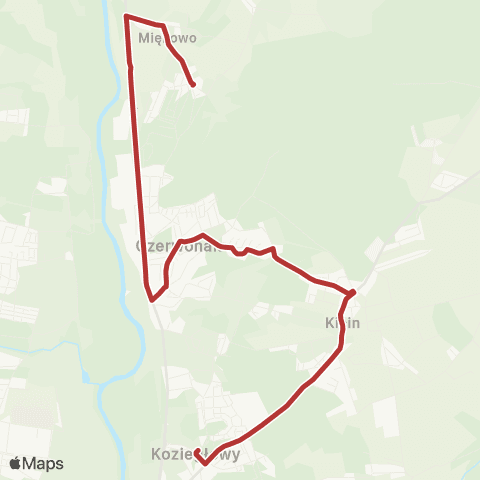 ZTM Poznań Koziegłowy Szkoła - Miękowo Stokrotkowa|Miękowo Stokrotkowa - Koziegłowy Szkoła map