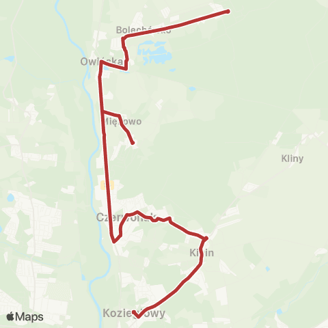 ZTM Poznań Koziegłowy Szkoła - Potasze Jodłowa|Potasze Jodłowa - Koziegłowy Szkoła map