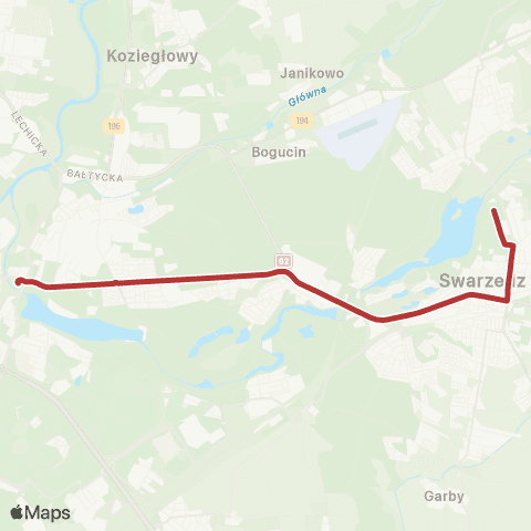 ZTM Poznań Rondo Śródka - Swarzędz Os. Kościuszkowców|Swarzędz Os. Kościuszkowców - Rondo Śródka map