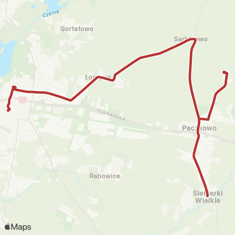 ZTM Poznań Siekierki Wielkie Kościół - Swarzędz Węzeł Przesiadkowy|Swarzędz Węzeł Przesiadkowy - Siekierki Wielkie Kościół map