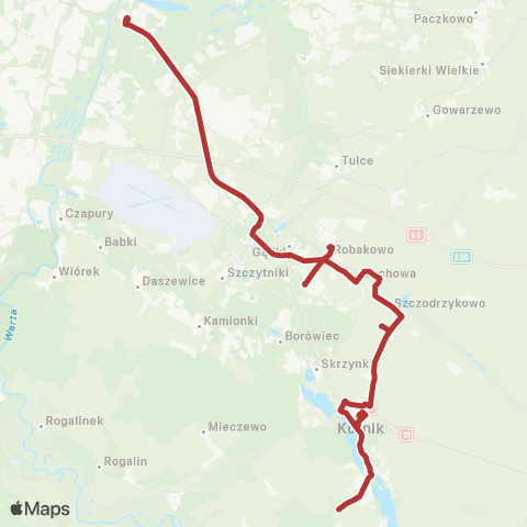 ZTM Poznań Rondo Rataje - Kórnik Bnin Osiedle map