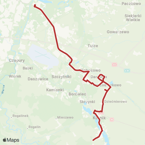 ZTM Poznań Rondo Rataje - Szczodrzykowo Szkoła|Szczodrzykowo Szkoła - Rondo Rataje map