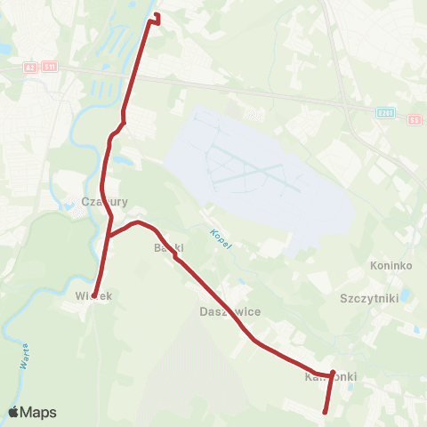 ZTM Poznań Kamionki Pętla - Starołęka PKM|Starołęka PKM - Kamionki Pętla map