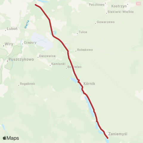 ZTM Poznań Zaniemyśl Kościół - Rondo Rataje map