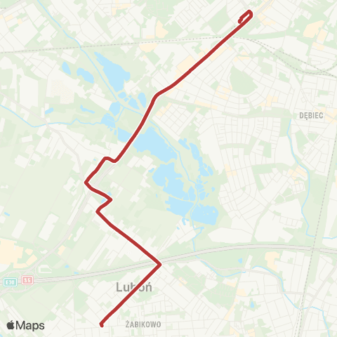 ZTM Poznań Luboń Żabikowo - Górczyn PKM|Górczyn PKM - Luboń Żabikowo map