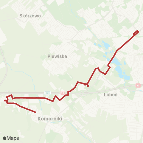 ZTM Poznań Górczyn PKM - Komorniki Topolowa|Komorniki Topolowa - Górczyn PKM map