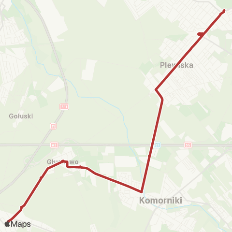 ZTM Poznań Junikowo - Głuchowo Stawna|Głuchowo Stawna - Junikowo map