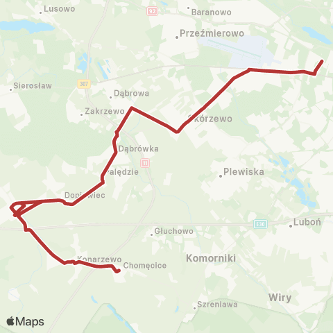 ZTM Poznań Palędzie Dworzec Kolejowy - Ogrody|Ogrody - Palędzie Dworzec Kolejowy map