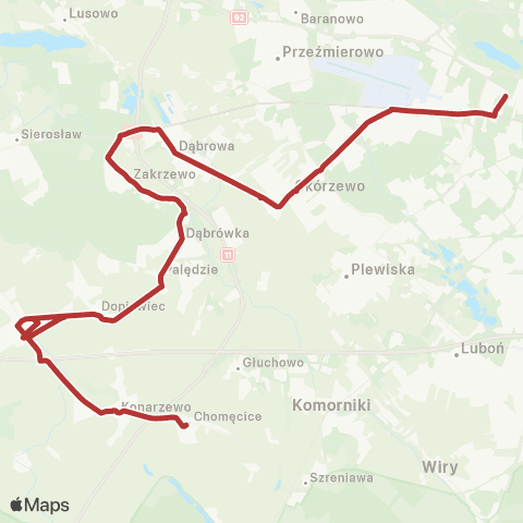 ZTM Poznań Dopiewo Dworzec Kolejowy - Ogrody|Ogrody - Dopiewo Dworzec Kolejowy map