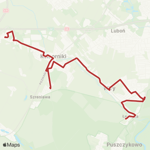 ZTM Poznań Głuchowo Stawna - Łęczyca Sosnowa|Łęczyca Sosnowa - Głuchowo Stawna map