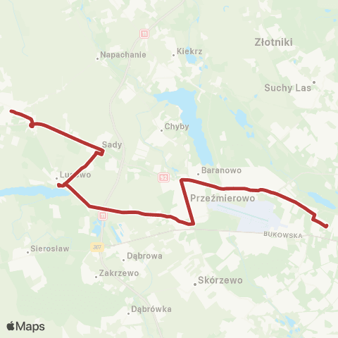 ZTM Poznań Ogrody - Tarnowo Pdg Centrum|Tarnowo Pdg Centrum - Ogrody map