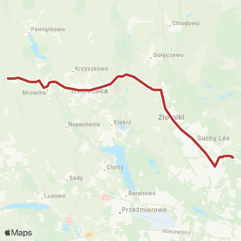 ZTM Poznań Os. Sobieskiego - Przybroda Pętla|Przybroda Pętla - Os. Sobieskiego map