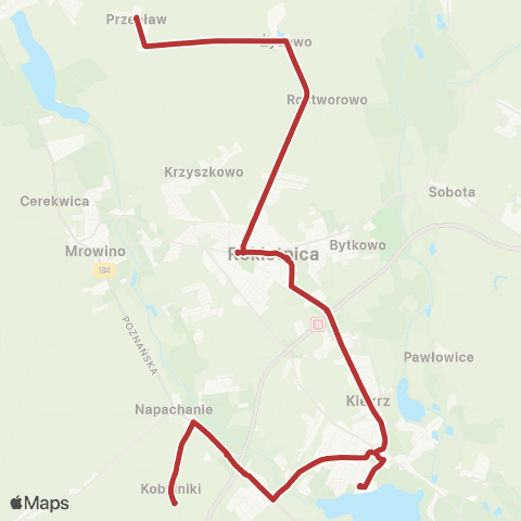 ZTM Poznań Żydowo Pętla - Kobylniki Tarnowska|Kobylniki Tarnowska - Żydowo Pętla map