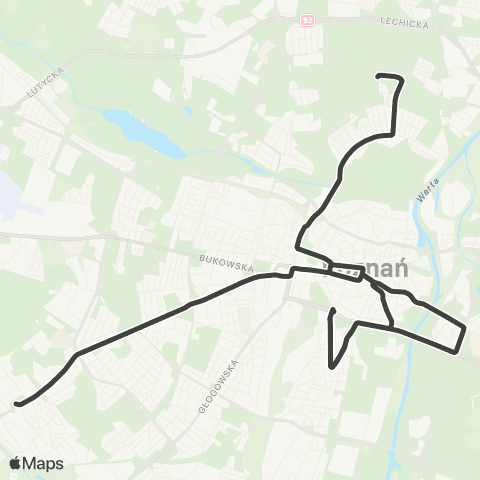 ZTM Poznań Połabska - Budziszyńska map