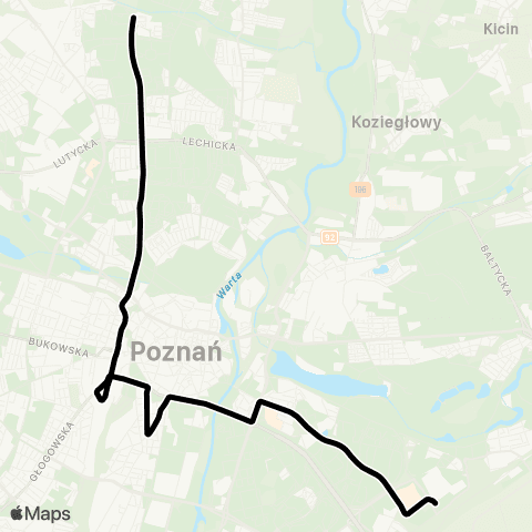 ZTM Poznań Os. Sobieskiego - Os. Sobieskiego map