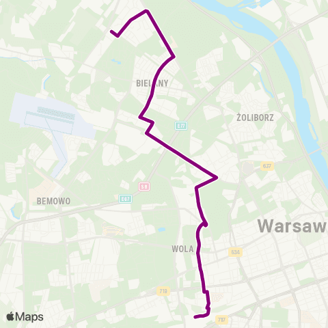 ZTM Warszawa Metro Młociny – Dw. Zachodni (Tunelowa) map