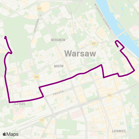ZTM Warszawa Mariensztat – Ostroroga map