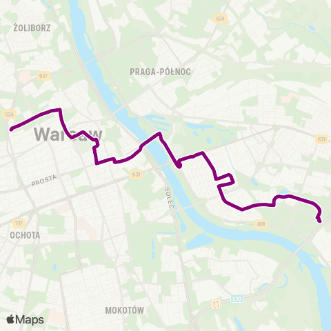 ZTM Warszawa Esperanto – Gocław map