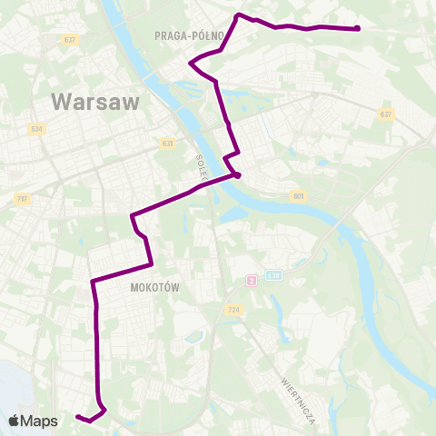 ZTM Warszawa Utrata – Bokserska map