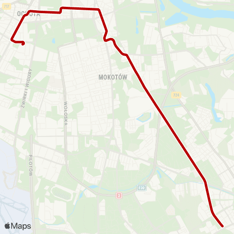 ZTM Warszawa Banacha – Miasteczko Wilanów map