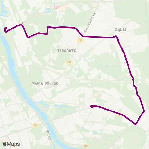 ZTM Warszawa Wiatraczna – Żerań FSO map