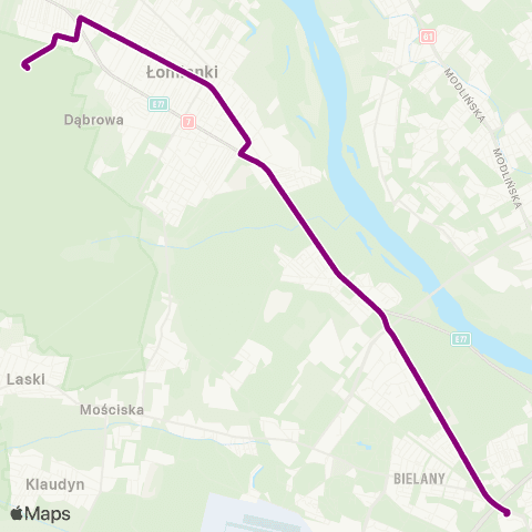 ZTM Warszawa Dziekanów Leśny – Metro Młociny map