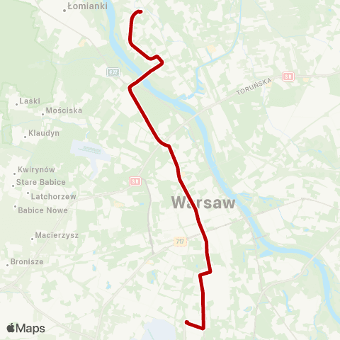 ZTM Warszawa Winnica – PKP Służewiec map