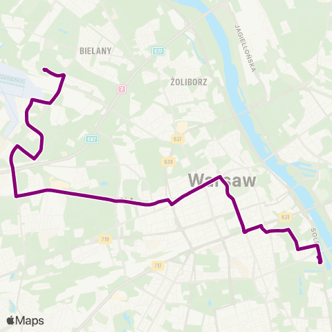 ZTM Warszawa Torwar – Chomiczówka map