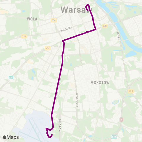 ZTM Warszawa Lotnisko Chopina – Pl. Piłsudskiego map