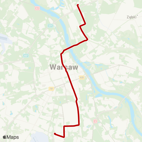 ZTM Warszawa Żerań FSO – PKP Służewiec map